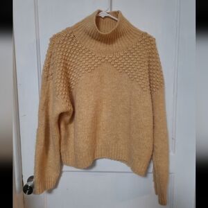 Free People Bradley Camel Turtleneck Knit Sweater Boho